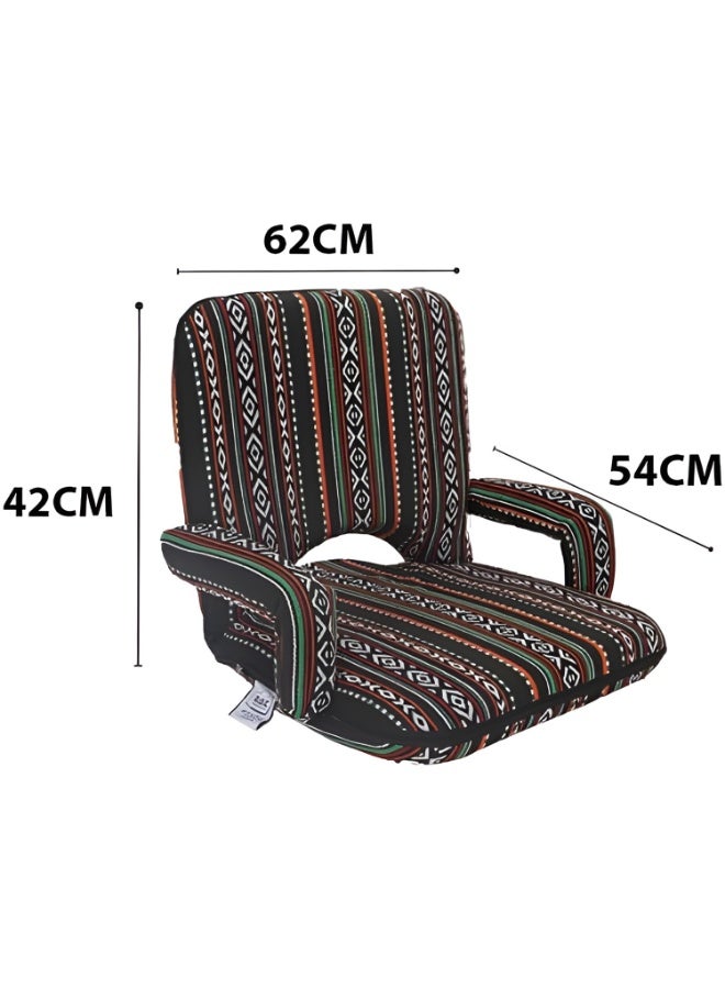 كادي ون كرسي أرضي قابل للطي مع مسند للذراعين، مقعد رحلات أرضي بزاوية ظهر قابلة للتعديل، كرسي تخييم اسفنجي مبطن مناسب للرحلات و التخييم و المناطق الخارجية و المنزل - Image 5