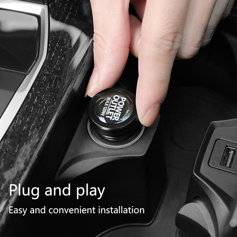 Black 12V Power Socket Plug Covers Aluminum Car Outlet Caps Easy Installation - Image 3