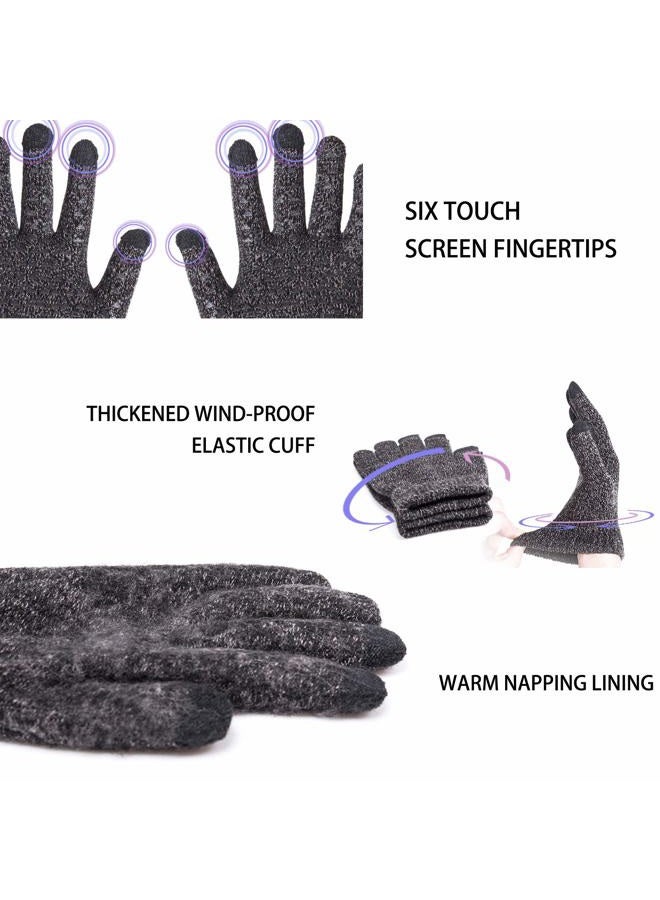 TRENDOUX Winter Gloves, Knit Touch Screen Glove Men Women Texting Smartphone Driving - Anti-Slip - Elastic Cuff - Thermal Soft Wool Lining - Hands Warm in Cold Weather - Gray - M - Image 3