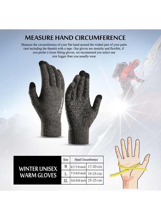 TRENDOUX Winter Gloves, Knit Touch Screen Glove Men Women Texting Smartphone Driving - Anti-Slip - Elastic Cuff - Thermal Soft Wool Lining - Hands Warm in Cold Weather - Gray - M - Image 5