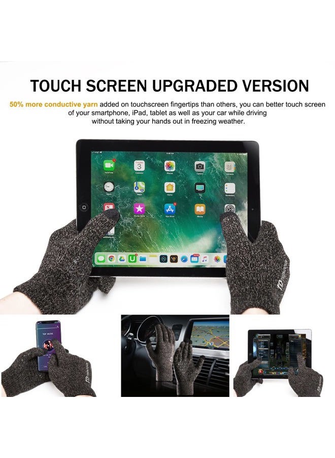 TRENDOUX Winter Gloves, Knit Touch Screen Glove Men Women Texting Smartphone Driving - Anti-Slip - Elastic Cuff - Thermal Soft Wool Lining - Hands Warm in Cold Weather - Gray - M - Image 2