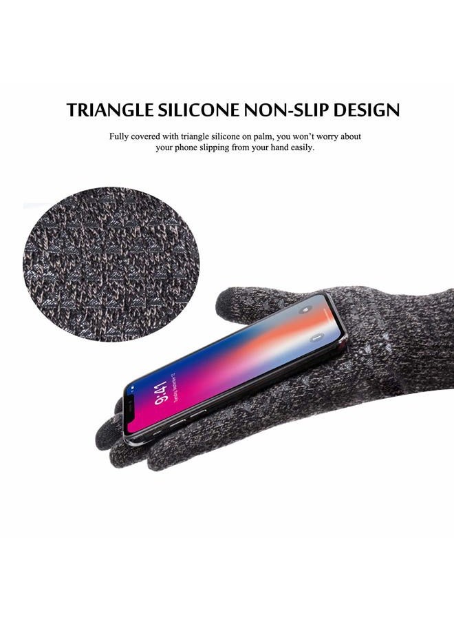 TRENDOUX Winter Gloves, Knit Touch Screen Glove Men Women Texting Smartphone Driving - Anti-Slip - Elastic Cuff - Thermal Soft Wool Lining - Hands Warm in Cold Weather - Gray - M - Image 4