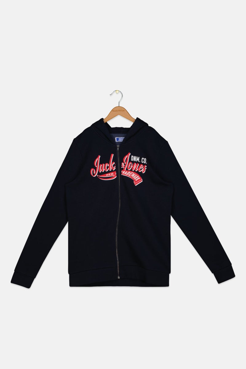 Jack Jones Kids Boy Graphic Printed Hoodie, Navy - Image 1