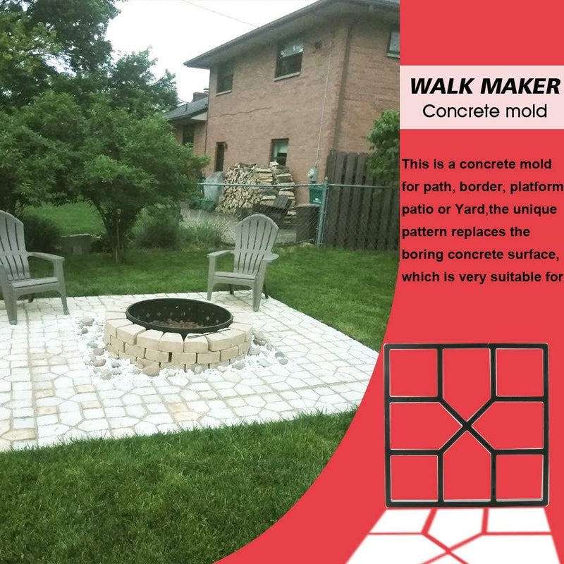 Anothera 15.7"x15.7"x1.57" Walk Maker Reusable Concrete Path Maker Molds Stepping Stone Paver Lawn Patio Yard Garden DIY Walkway Pavement Paving Moulds (Square) - Image 2