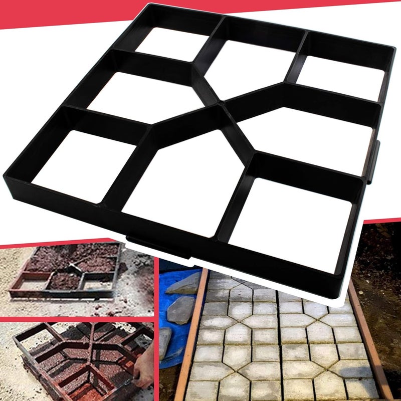Anothera 15.7"x15.7"x1.57" Walk Maker Reusable Concrete Path Maker Molds Stepping Stone Paver Lawn Patio Yard Garden DIY Walkway Pavement Paving Moulds (Square) - Image 1