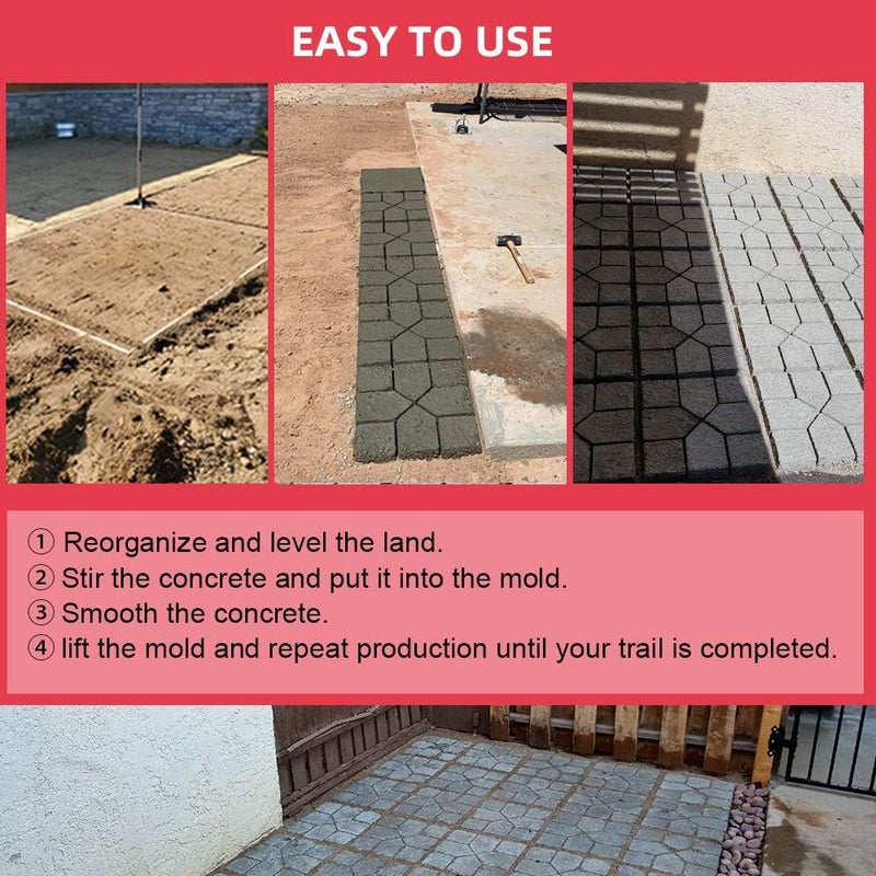 Anothera 15.7"x15.7"x1.57" Walk Maker Reusable Concrete Path Maker Molds Stepping Stone Paver Lawn Patio Yard Garden DIY Walkway Pavement Paving Moulds (Square) - Image 4