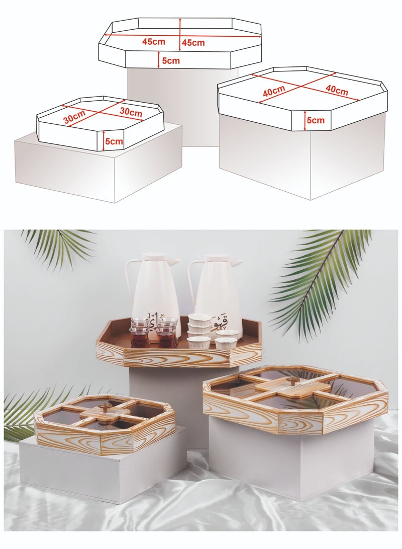 Wooden tray and boxes Set of 3 Pcs  - Image 3