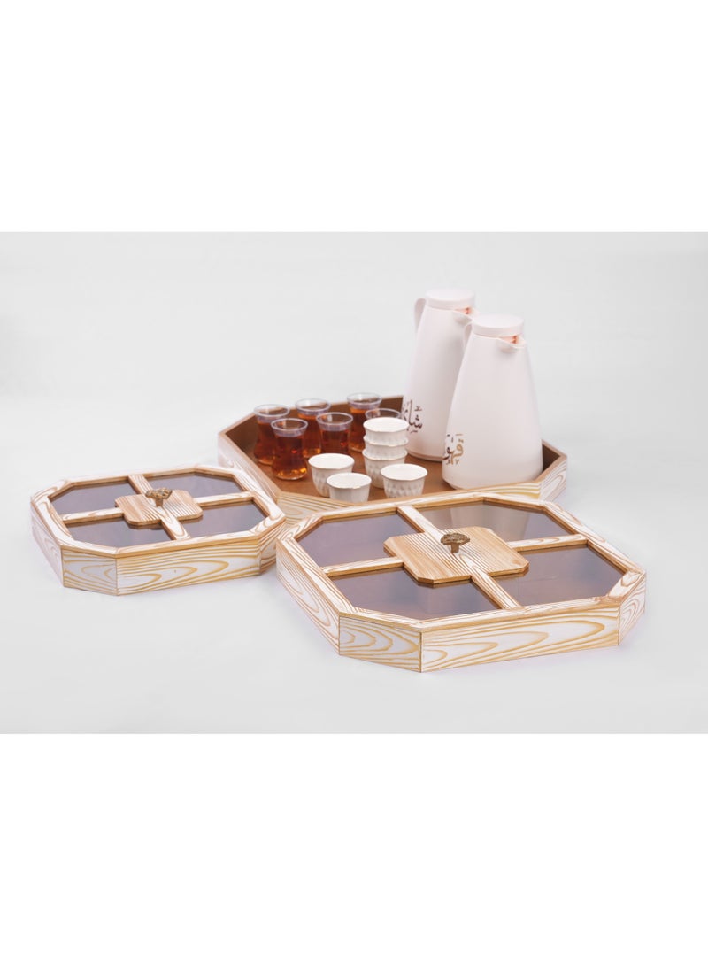 Wooden tray and boxes Set of 3 Pcs  - Image 2
