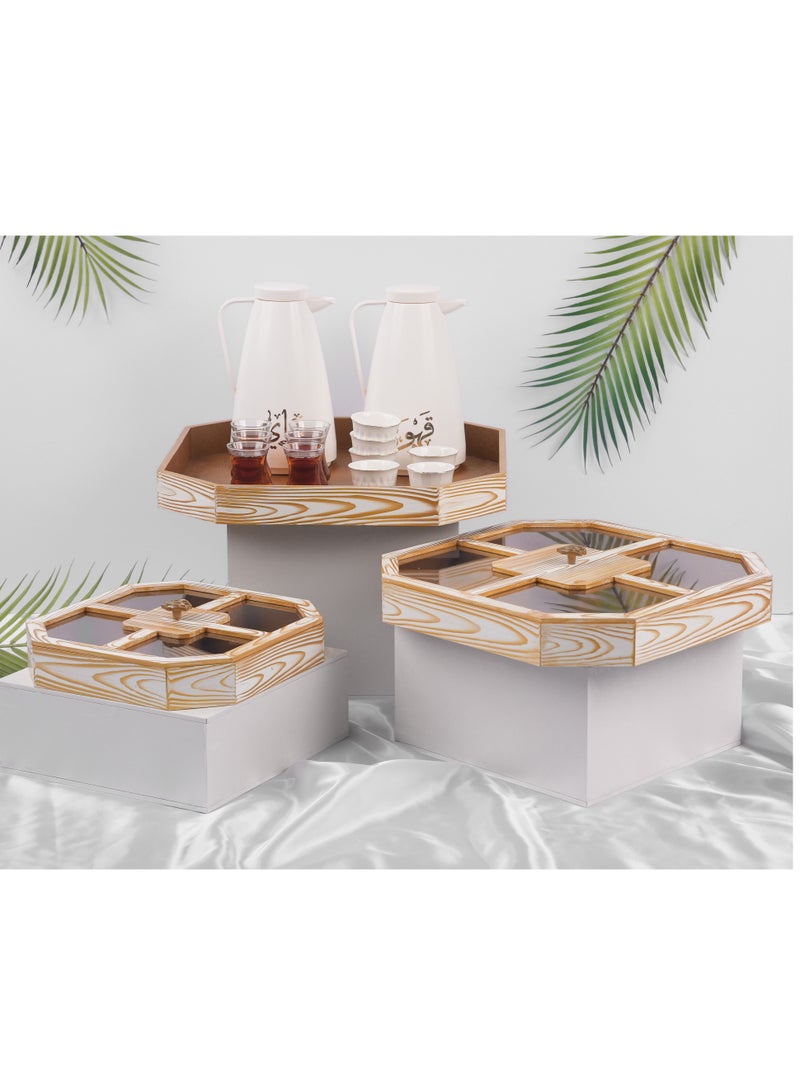 Wooden tray and boxes Set of 3 Pcs  - Image 1