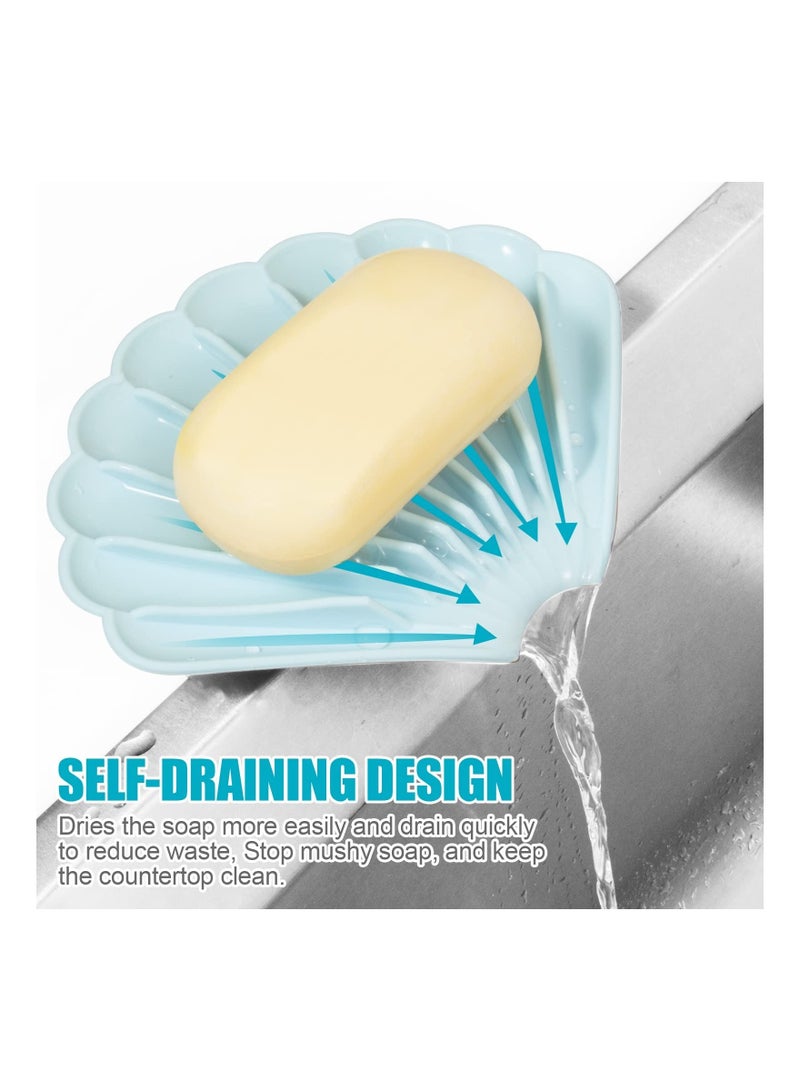 3 Pack Silicone Soap Holder, Holder with Drainage Waterfall Self Draining Dish Dry Clean Bar Self-Drying Saver for Shower Kitchen Bathroom and Counter Top - Image 2