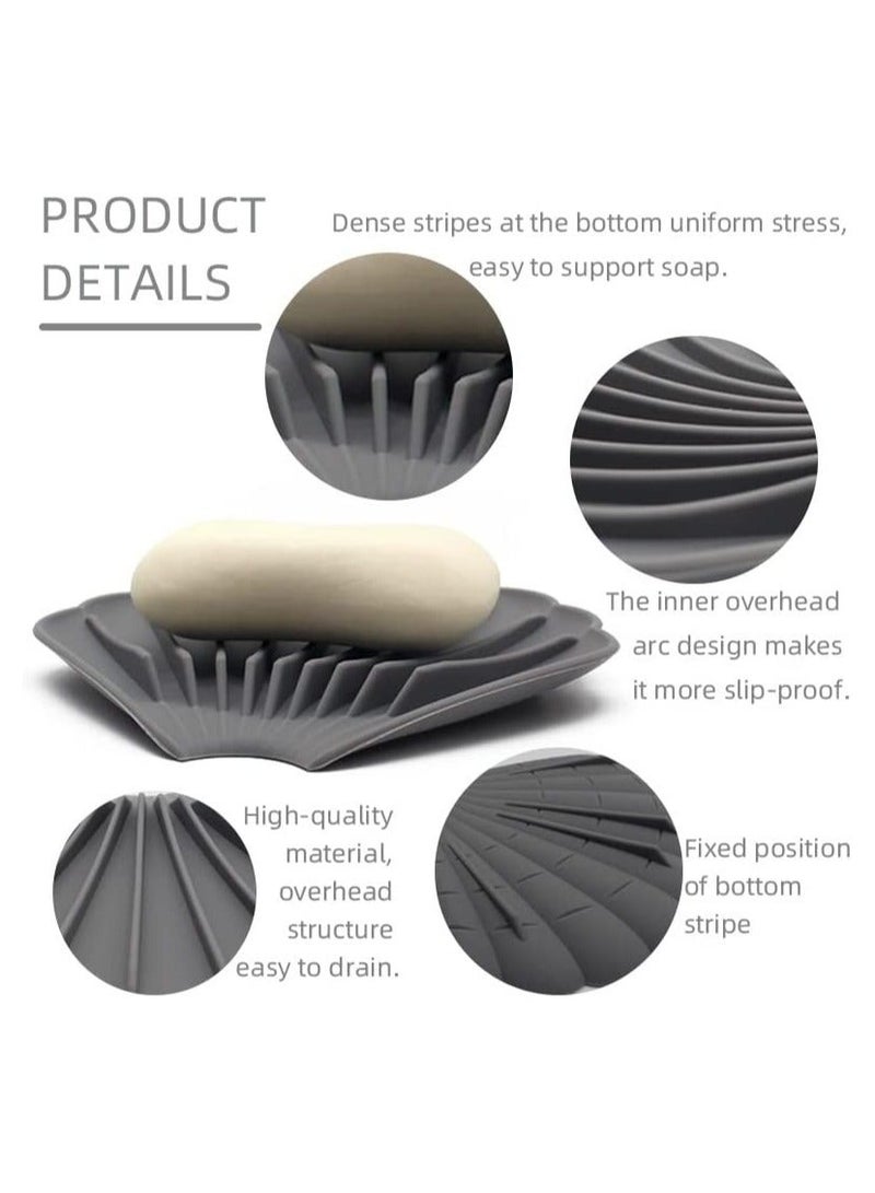 3 Pack Silicone Soap Holder, Holder with Drainage Waterfall Self Draining Dish Dry Clean Bar Self-Drying Saver for Shower Kitchen Bathroom and Counter Top - Image 5