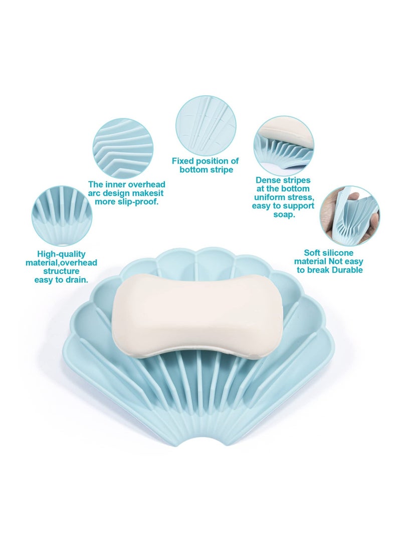 3 Pack Silicone Soap Holder, Holder with Drainage Waterfall Self Draining Dish Dry Clean Bar Self-Drying Saver for Shower Kitchen Bathroom and Counter Top - Image 4