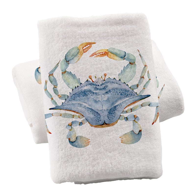 ALAZA Ocean Hand Towels for Bathroom Fingertip Towel Face Towel 100 Cotton Soft Absorbent Decorative Bath Towels 155x295 inchBlue Crab Watercolor