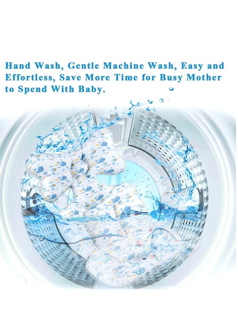 Y&D Baby Seat Pad, Infant Car Insert, Stroller Insert Head and Body Support Pillow, Air Mesh Breathable Soft Padding, Pram Non Slip Cushion for Kid Toddler Infants(Blue Whale) - Image 3