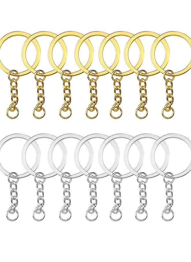 Generic - 100 PCS Keyring Rings Split Key Ring with Chain and Jump Metal Open Round Kit for Keychain Art Crafts Golden and Silver - Image 1