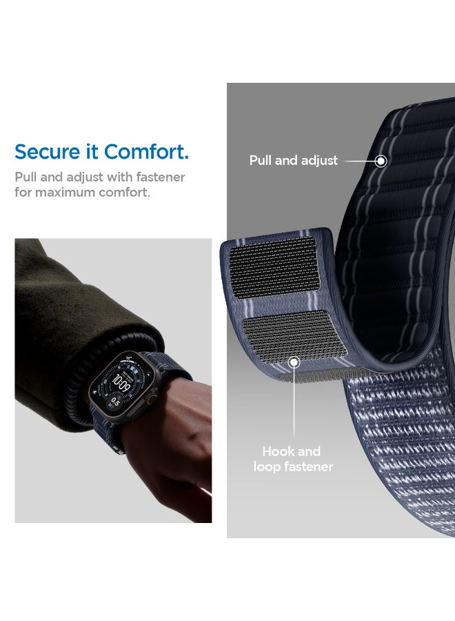 Spigen WBF0 Apple Watch Band for Apple Watch Ultra 3/2/1 49mm, Series 11/10 46mm, 9/8/7 45mm, SE3/SE2/SE/6/5/4 44mm, 3/2/1 42mm Lightweight Fabric Strap - Navy - Image 4