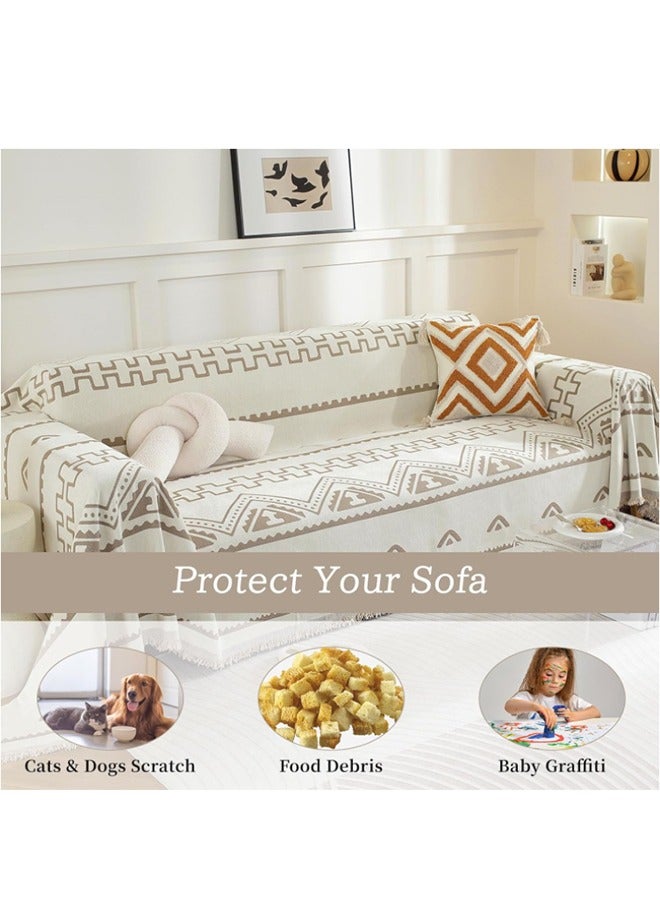 DUNISO Sofa cover, chenille sofa blanket, towel blanket, fully wrapped furniture protective cover, dust proof and anti slip, double sided usable, available in all seasons, suitable for double seat sofa, 180 * 230cm - Image 4