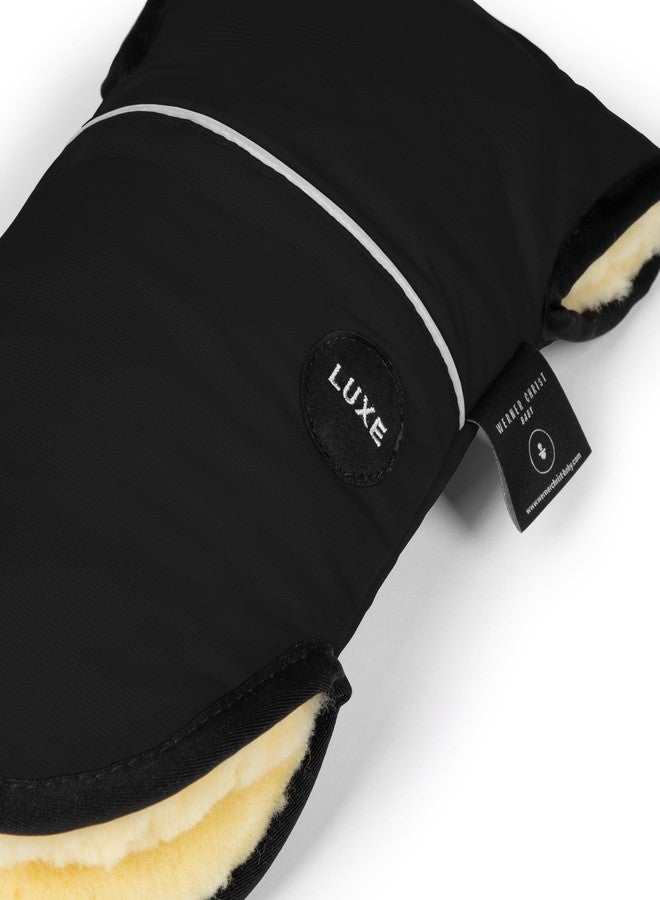 WERNER CHRIST Baby Sheepskin Hand Warmer - GLOVY Luxe Gloves are The Ideal Baby Carriage muff Made of Medical Fur, Warm Universal and Water-Repellent Hand muff, in Black - Image 4