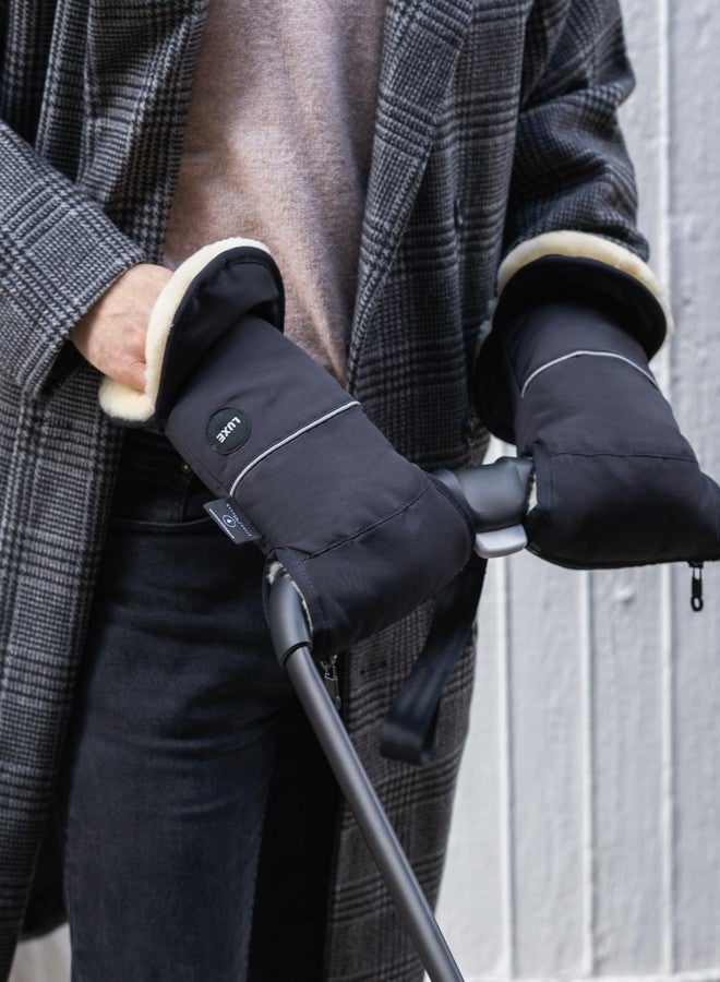 WERNER CHRIST Baby Sheepskin Hand Warmer - GLOVY Luxe Gloves are The Ideal Baby Carriage muff Made of Medical Fur, Warm Universal and Water-Repellent Hand muff, in Black - Image 5