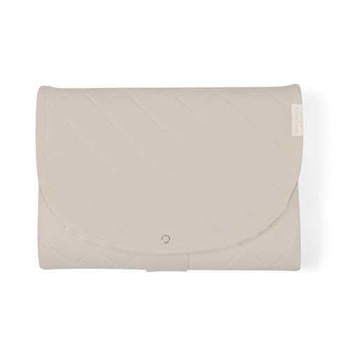 Makemake Organics Organic Portable Changing Pad GOTS Certified Organic Cotton Fill Portable Diaper Changing Mat Diaper Clutch Changing Station Kit Compact Travel Pad 33x34 Solid Taupe - Image 1
