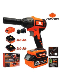 TUQO TUQO Pumpkin 12 Cordless Impact Wrench With Brushless Motor 3 Variable Speed Control With Reverse AutoMax Torque 20V LithiumIon X 2 Batteries 21Mm Socket Included Orange 330Nm  - Image 3