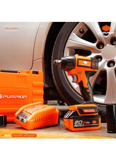 TUQO TUQO Pumpkin 12 Cordless Impact Wrench With Brushless Motor 3 Variable Speed Control With Reverse AutoMax Torque 20V LithiumIon X 2 Batteries 21Mm Socket Included Orange 330Nm  - Image 4