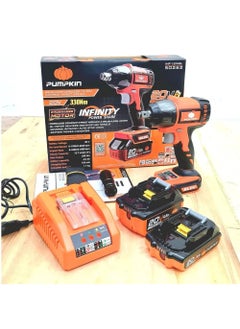 TUQO TUQO Pumpkin 12 Cordless Impact Wrench With Brushless Motor 3 Variable Speed Control With Reverse AutoMax Torque 20V LithiumIon X 2 Batteries 21Mm Socket Included Orange 330Nm  - Image 2