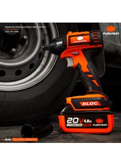 TUQO TUQO Pumpkin 12 Cordless Impact Wrench With Brushless Motor 3 Variable Speed Control With Reverse AutoMax Torque 20V LithiumIon X 2 Batteries 21Mm Socket Included Orange 330Nm  - Image 5