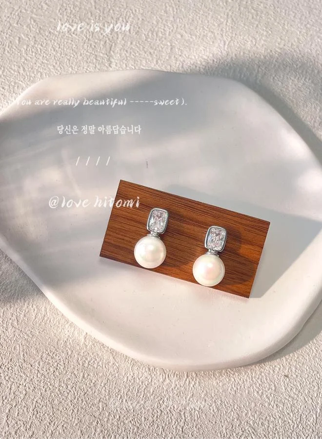 Take Two Take Two Silver Accent Faux Pearl Decor Drop Earrings
