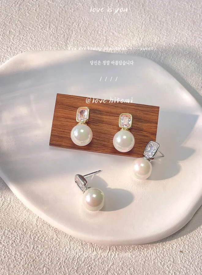 Take Two Take Two Silver Accent Faux Pearl Decor Drop Earrings