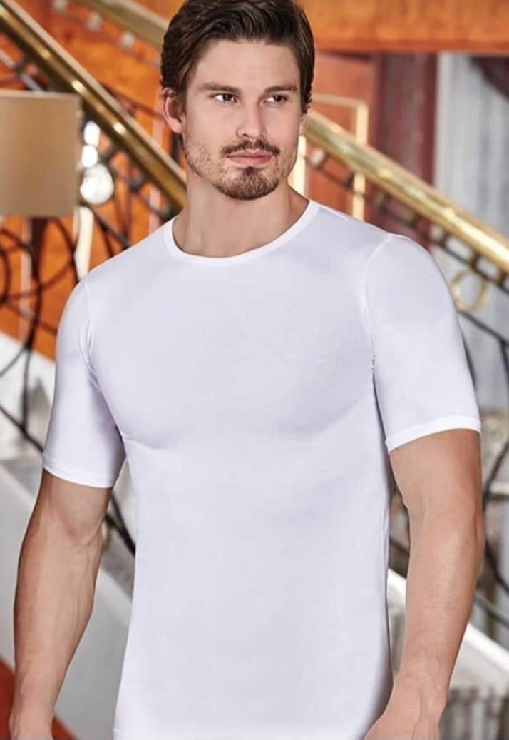 Berrak 1024 Men's Elastane Zero Collar Short Sleeve Undershirt 6 Pieces 