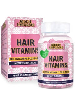 Jadole Naturals Hair Vitamins Gummy 60 Gummies With Biotin, Vitamin C & Folic Acid