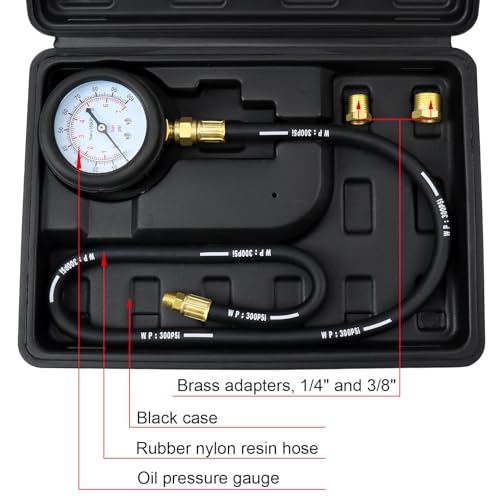 YSTOOL Oil Pressure Tester Kit Professional Oil Pressure Gauge Tool for Engine Diagnostic Test with Hose Adapters and Carry Case for Cars ATVs Trucks Use 0-100psi - Image 2