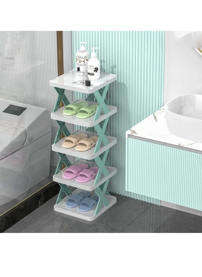 Generic - 5 Layer Shoe Rack Lightweight Adjustable Plastic Foldable Shoe Rack - Space Saving Design for Home Office - Image 1