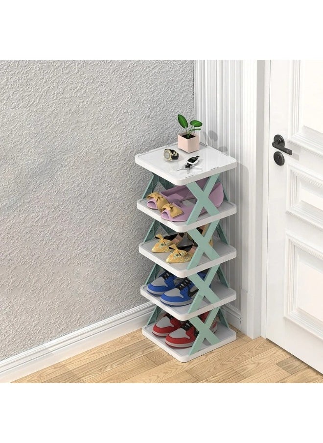 Generic - 5 Layer Shoe Rack Lightweight Adjustable Plastic Foldable Shoe Rack - Space Saving Design for Home Office - Image 1