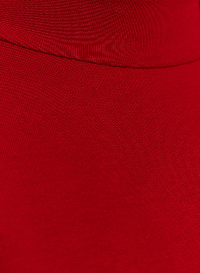 trendyol Red Cotton Turtleneck Long Sleeve Snap Snap Knitted Bodysuit THMAW23BD00033 - Image 5