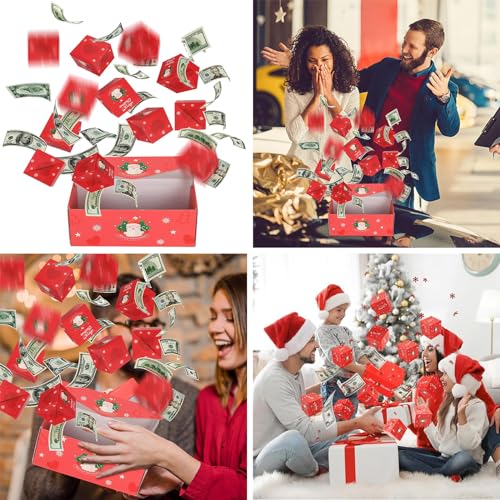 DYFCNP Surprise Gift Box Explosion Merry Christmas Surprise Gift Boxes for Money and Birthday2025 Newly Upgrade PopUp Explosion BoxesFolding Christmas Money Box Set Red 10Boxs - Image 3