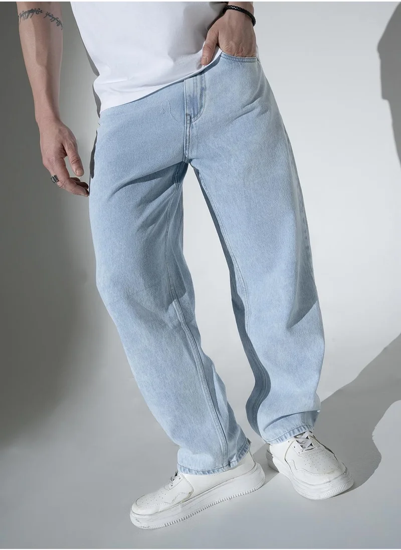 هوبرهولمي Relaxed Fit Clean Look Cotton Stretchable Blue Jeans for Men