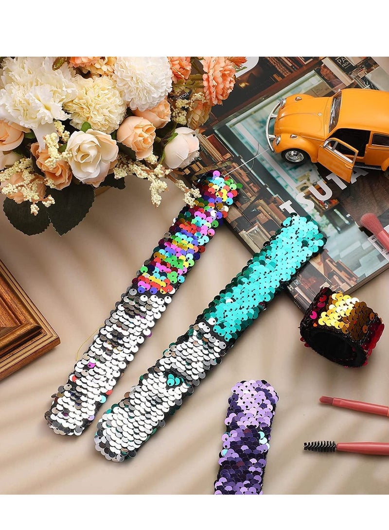 4 Pcs Slap Bracelet Kids Sequin Mermaid Flip Wristband Birthday Party Favors - Image 3