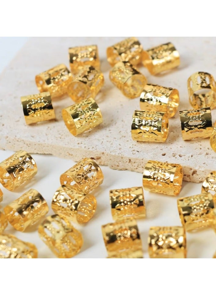 مجموعة إكسسوارات شعر مكونة من 80 قطعة، إكسسوارات شعر معدنية للضفائر والجدائل - خرز ذهبي وفضي متنوع، مجوهرات لتصفيف الشعر والتزيين - Image 5