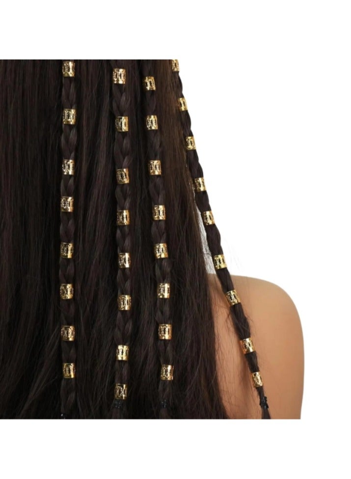 مجموعة إكسسوارات شعر مكونة من 80 قطعة، إكسسوارات شعر معدنية للضفائر والجدائل - خرز ذهبي وفضي متنوع، مجوهرات لتصفيف الشعر والتزيين - Image 3