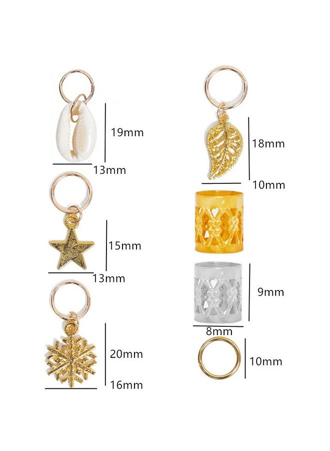 مجموعة إكسسوارات شعر مكونة من 80 قطعة، إكسسوارات شعر معدنية للضفائر والجدائل - خرز ذهبي وفضي متنوع، مجوهرات لتصفيف الشعر والتزيين - Image 2