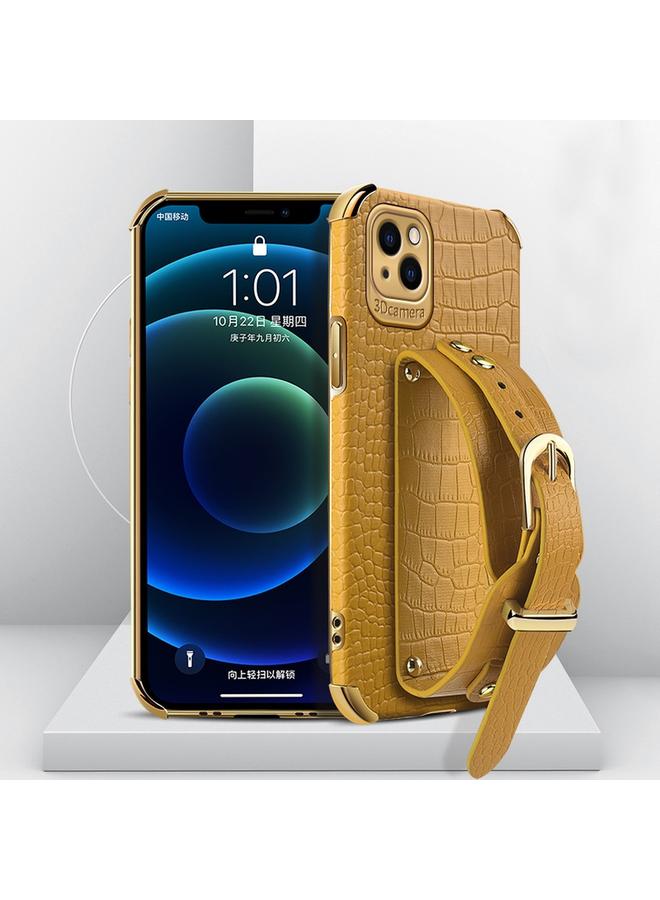 اس-توب جراب لهاتف iPhone 13 Pro Max مصنوع من جلد TPU بنمط تمساح مطلي بالكهرباء مع حزام معصم - Image 1