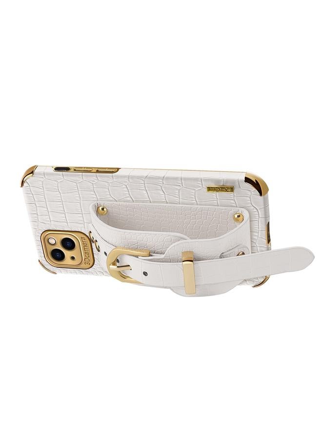 اس-توب جراب لهاتف iPhone 13 Pro Max مصنوع من جلد TPU بنمط تمساح مطلي بالكهرباء مع حزام معصم - Image 4