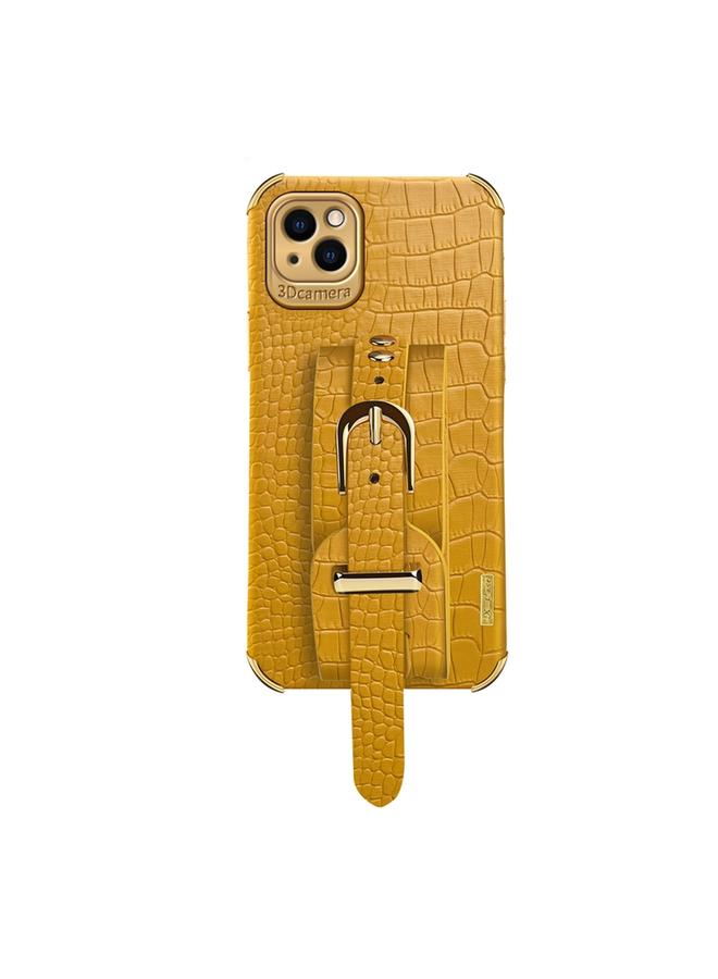 اس-توب جراب لهاتف iPhone 13 Pro Max مصنوع من جلد TPU بنمط تمساح مطلي بالكهرباء مع حزام معصم - Image 2