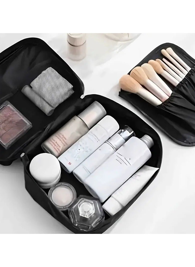 ORiTi حقيبة مكياج بسعة كبيرة، حقيبة مستحضرات تجميل محمولة، منظم غسيل أدوات النظافة وإكسسوارات السفر - Image 3