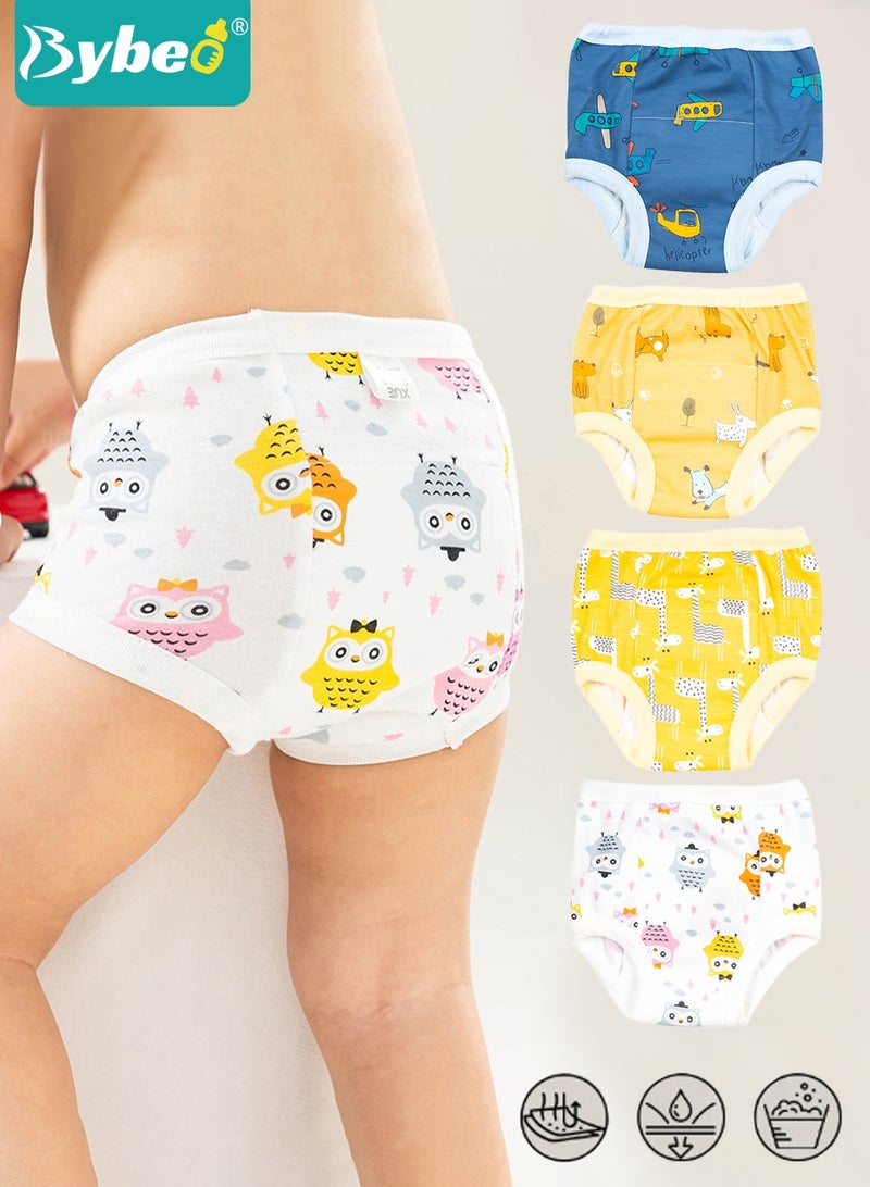 Bybeo 4 Pieces Baby Potty Training Underwear, Breathable Potty Training Pants, 6 Layers Cotton Absorbent Baby Trainer Pants for Infants Boys and Girls Waterproof, High Quality, Pinch-proof Leg Design - Image 1