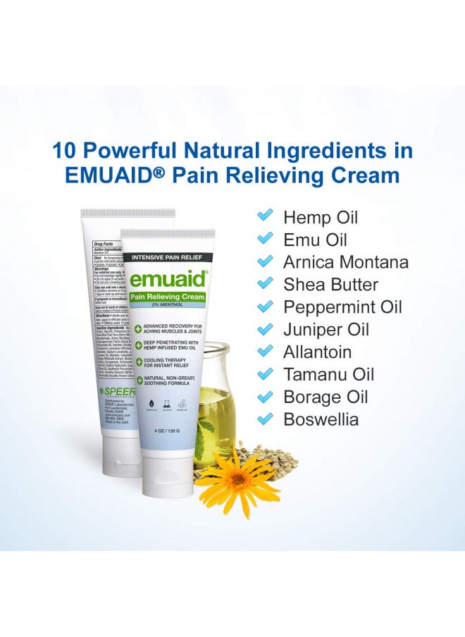 Emuaid EMUAID Pain Relieving Cream 4oz - Relief for aching muscles, shoulder, neck joint, lower back aches, hip, knee joints, leg, feet, nerve pain, inflammation, sciatica, and arthritis.  - Image 3