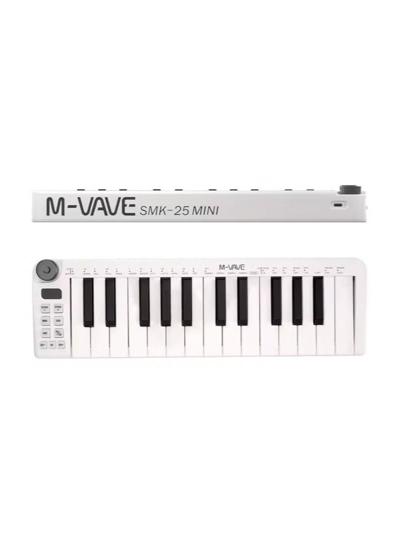 ام- فيفي لوحة مفاتيح MIDI صغيرة SMK-25 من M-VAVE مزودة بـ 25 مفتاحًا حساسًا للسرعة وتدعم الاتصال اللاسلكي / USB - Image 1