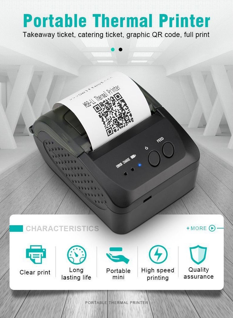 NETUM Bluetooth Receipt Printer, 58mm Mini Thermal POS Printer Portable Personal Bill Printer 2 inches for Restaurant Sales Retail Compatible with Android/IOS/ Windows/Linux - Image 1